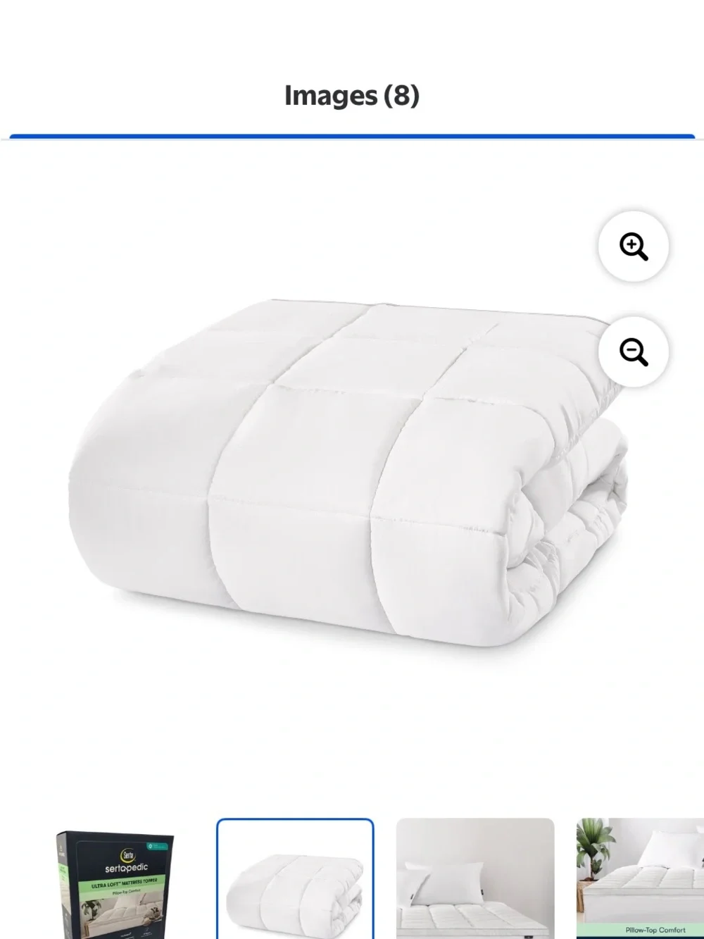 Serta Ultra Loft Pillow-Top Mattress Topper - White